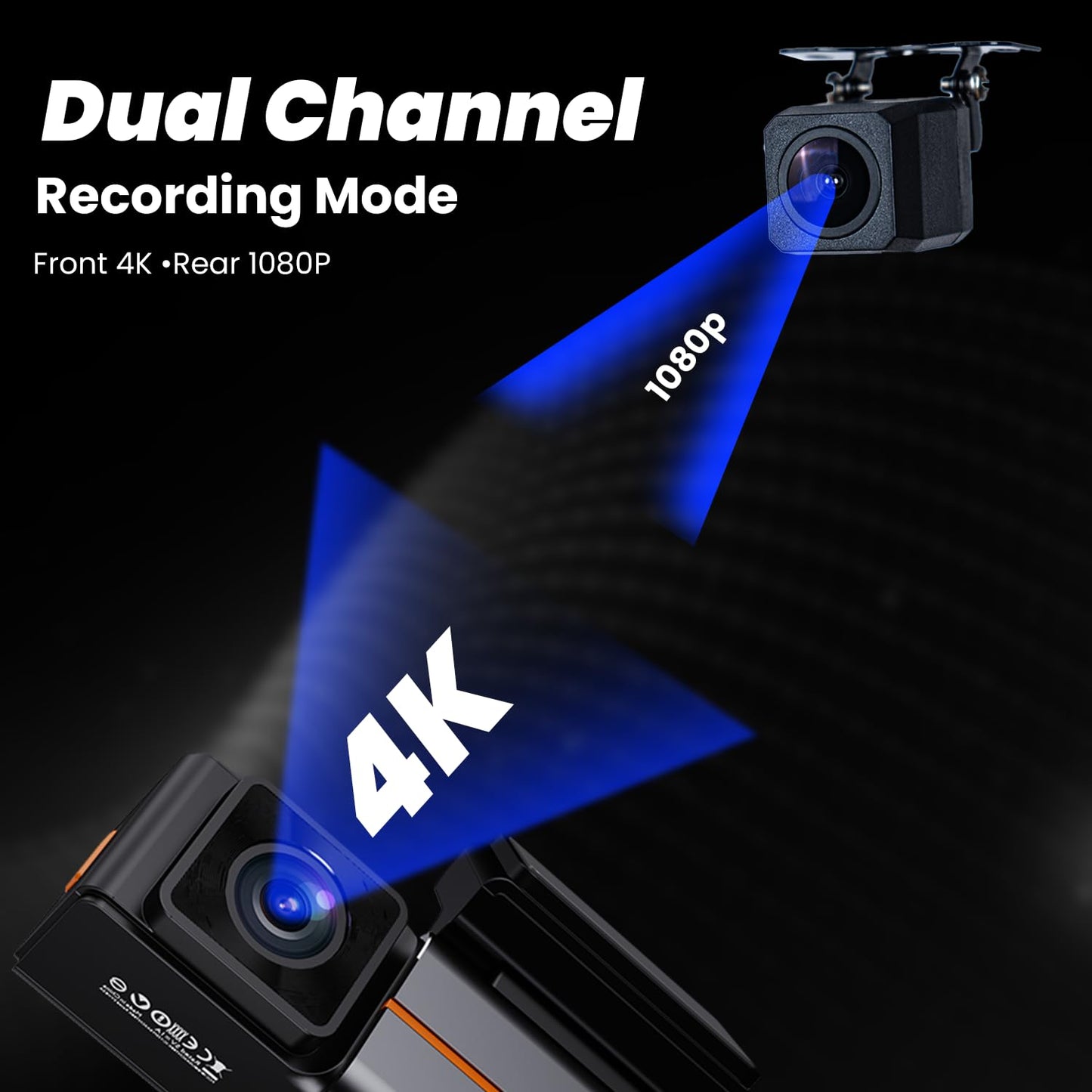 HIFFIN RoadCam X2 Dual Channel Recording Front 4K + Rear 1080P Dashcam with 1.47" Screen, Super Night Vision & WiFi, G-Sensor, Loop Recording, Parking Monitor. Ideal for Safety & Security