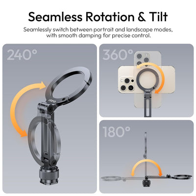 Ulanzi MA07 Magnetic Phone Tripod Mount for Magsafe, Aluminum Camera Phone Mount with 1/4" Screw, Cold Shoe Magnetic Tripod for Camera, Copatibale with iPhone 16/15/14/13/12 Series