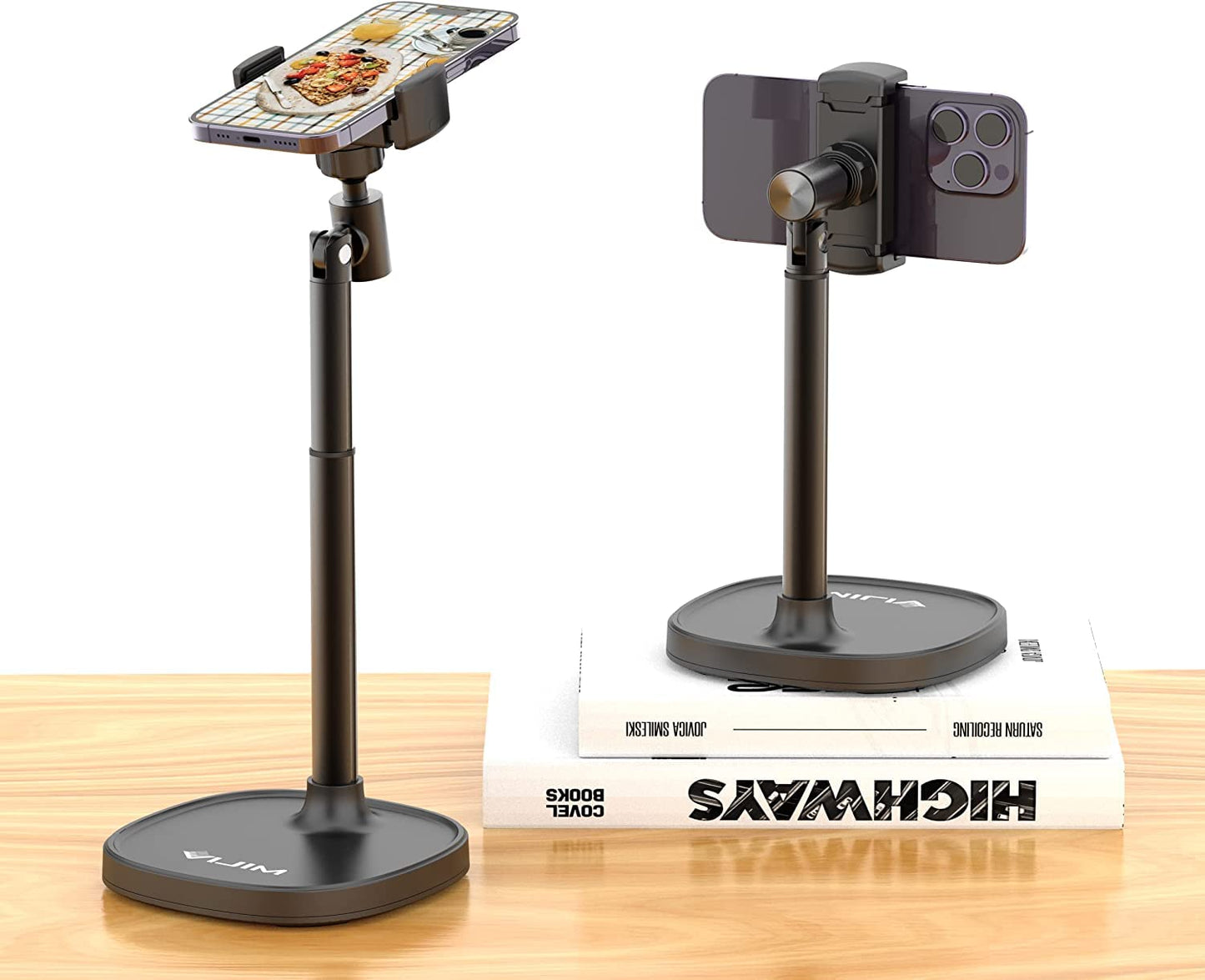 Cell Phone Stand, Ulanzi Height Adjustable Phone Holder, Desk Phone Stand for All Mobile Phone, Desk Phone Holder for iPhone 14/13/12 Pro/XS Max/XR, Samsung Galaxy S22/S21/S20/S10 and Other Phones