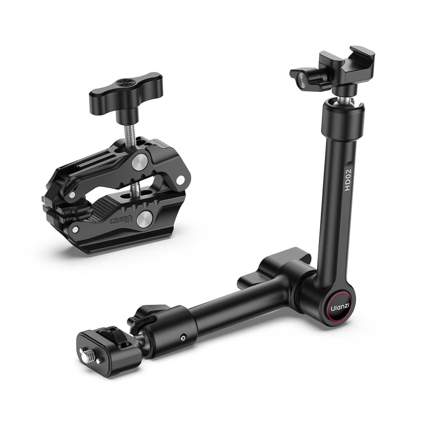 ULANZI HD02 10" Camera Magic Arm Super Clamp Kit with 360° Ball Head,Heavy-Duty Super Clamp,6.6lbs Load, 1/4"-20 & 3/8"-16 Mount, ARRI Pins, NATO Rail Articulating Friction Arm for DSLR/Monitor/Light