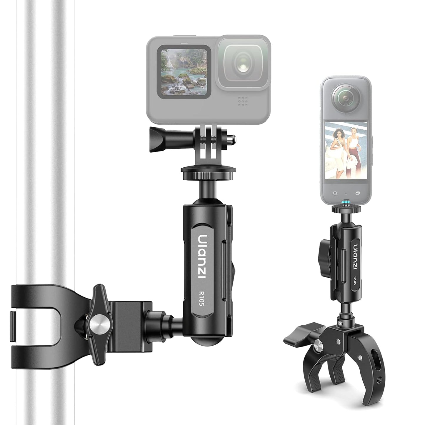 ULANZI R105 Super Clamp Camera Mount with 360° Dual Ballhead Magic Arm, Sturdy Y-Shaped 3-Claw Camera Clamp Mount for GoPro Hero 13/12/11/10/9, Insta360 X5/X4, DJI Osmo Pocket 3/2 Action 5 Pro/4