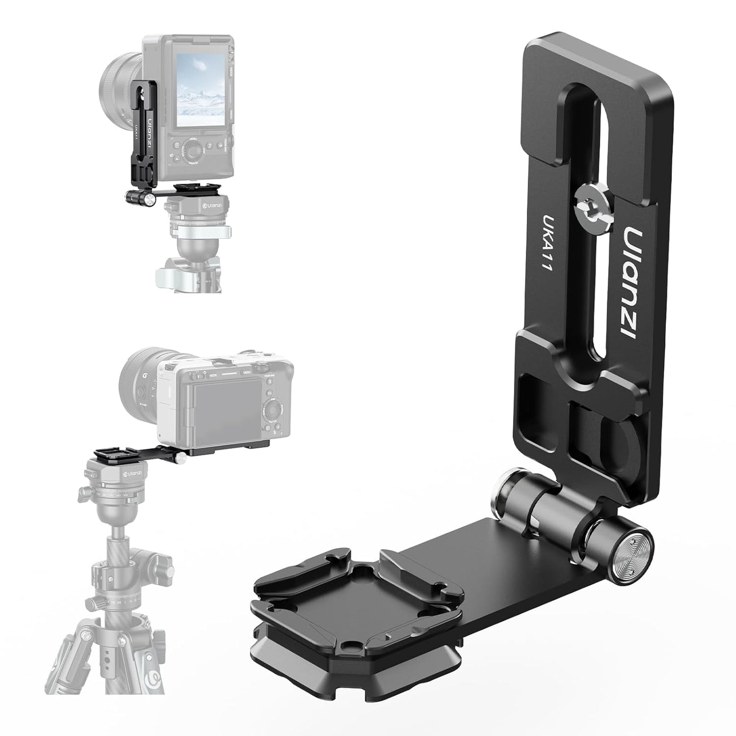 ULANZI UKA11 Foldable L Bracket for Camera - 4-Angle Vertical Horizontal Switch Quick Release Tripod Plate Compatible with Sony A7 Canon R5 Nikon Z Fujifilm