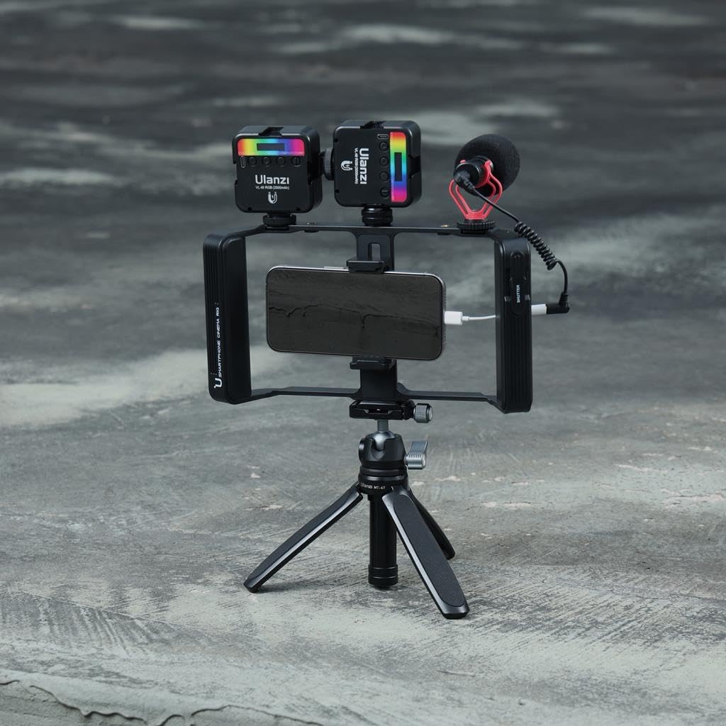 Ulanzi MA05 Universal Phone Cage with Horizontal & Vertical Photography Clamp (58-89mm), Smartphone Video Rig Stabilizer with 10M Bluetooth Remote Control