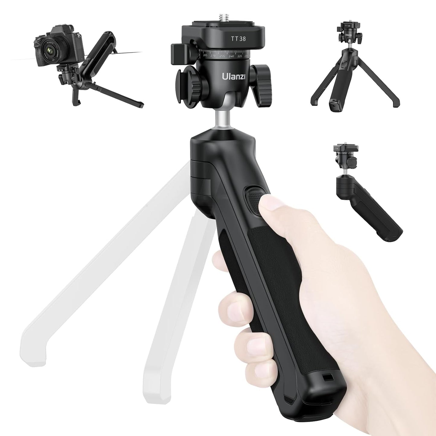 ULANZI TT38 Tabletop Mini Tripod for Camera, Uka F38 ClickOpen Flexible Travel Stand for Sony/Canon/Nikon/Fujifilm SLR DSLR, Pocket Vlogging Stand for Shooting Selfie Video