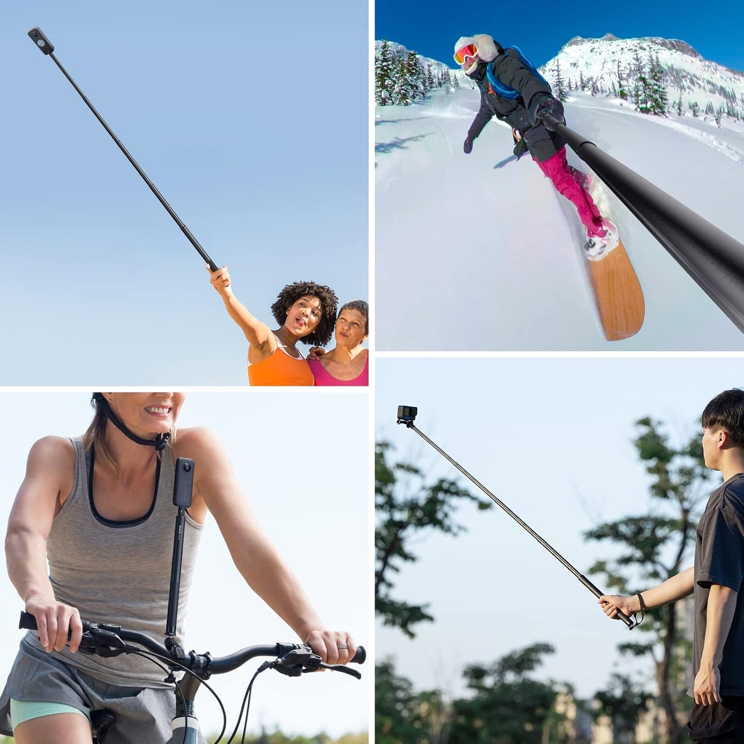 Ulanzi MT-58 Extendable Selfie Stick with 1/4'' Threaded for Action Cameras, Smartphones, Lightweight and Portable for Vlogging, Traveling, Hiking, etc. (4')…