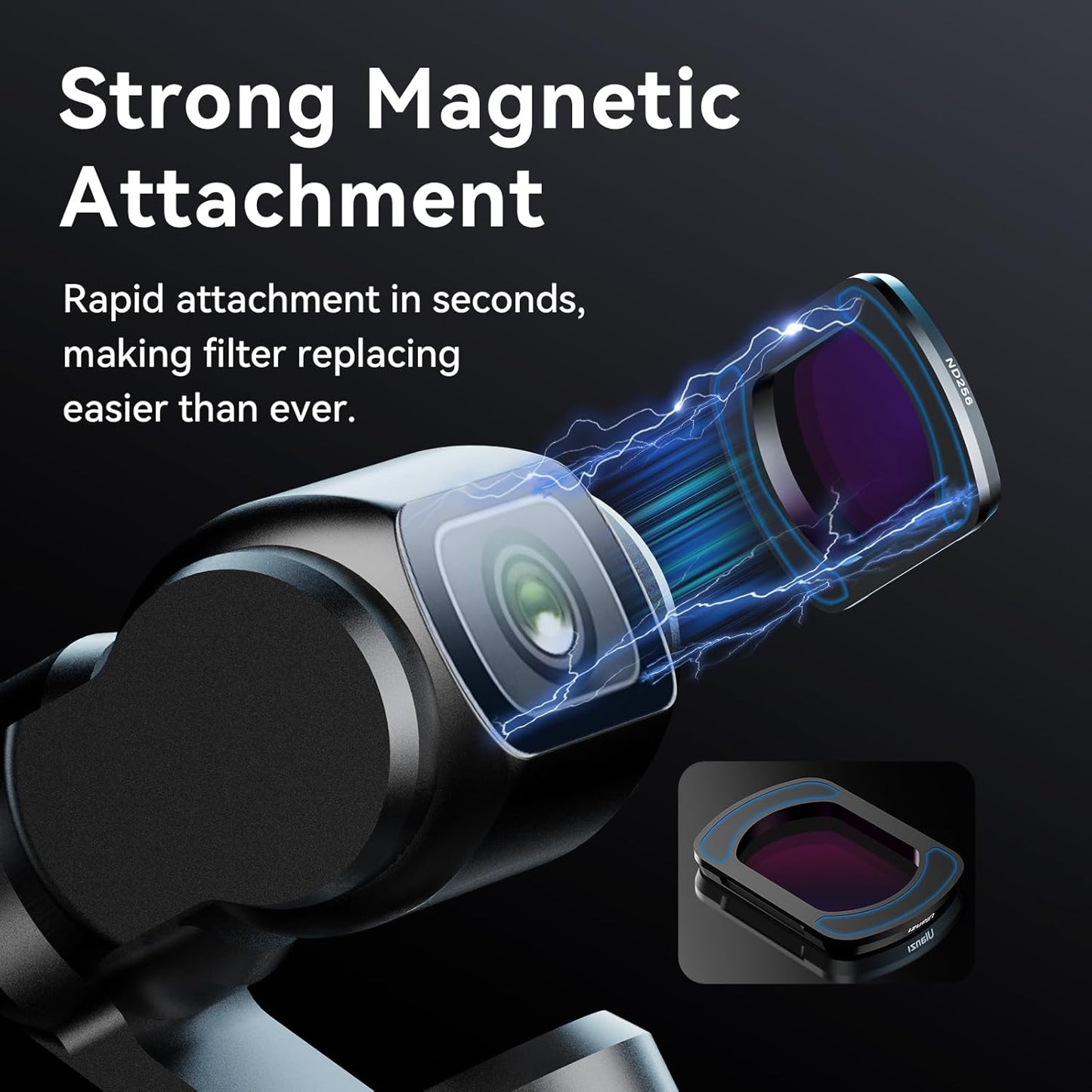 ULANZI PK-03 ND Filter Set Compatible with DJI OSMO Pocket 3-3 Pack ND16 ND64 ND256 Magnetic Filters Ultra Lightweight Only 1.2g Multi Coated HD Optical Glass Aluminum Frame