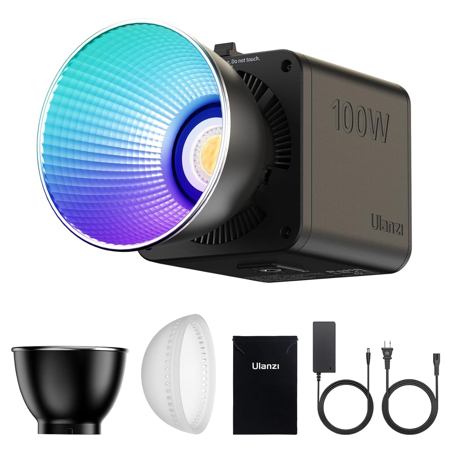 ULANZI 100W RGB Portable LED Video Light w DC Power Adapter, 111Wh Build-in Battery Metal Mini Adjustable Color Temperature COB Continuous Output Lighting Handheld Spotlight 2700K-6500K for Video