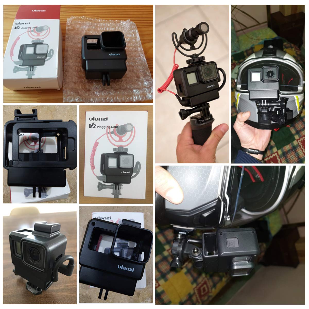 ULANZI V2 Protective Housing Case Vlogging Frame Cage Mount with Microphone Cold Shoe Compatible for GoPro Hero 7 6 5 Vlog Setup Action Camera Accessories