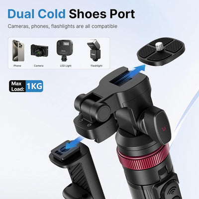 ULANZI MT-78 Extendable Phone Tripod, 72.83" Selfie Stick Camera Tripod Stand with 2-in-1 Phone Clip, 360° Ball Head with Cold Shoe for iPhone, Sony, Canon, Lightweight for Travel