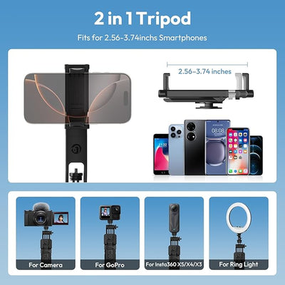Ulanzi TT23 Auto Face Tracking Tripod for Smartphones, 165cm Cell Phone Selfie Stick, 360° Rotation Tripod with Bluetooth Remote & Gesture Control, Selfie Stick for iPhone/Action Camera