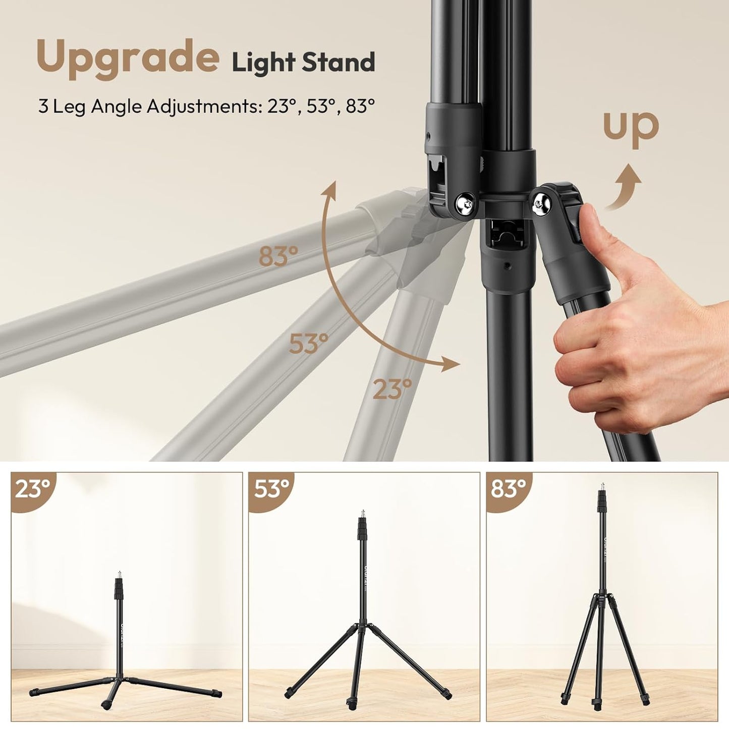 ULANZI T270 Light Stand, 8.8ft/270cm Adjustable Photography Light Tripod Stand for Photo Video Shooting, Aluminum Portable Studio Lighting Tripod for Softbox, Camera, Reflector, Strobe Light