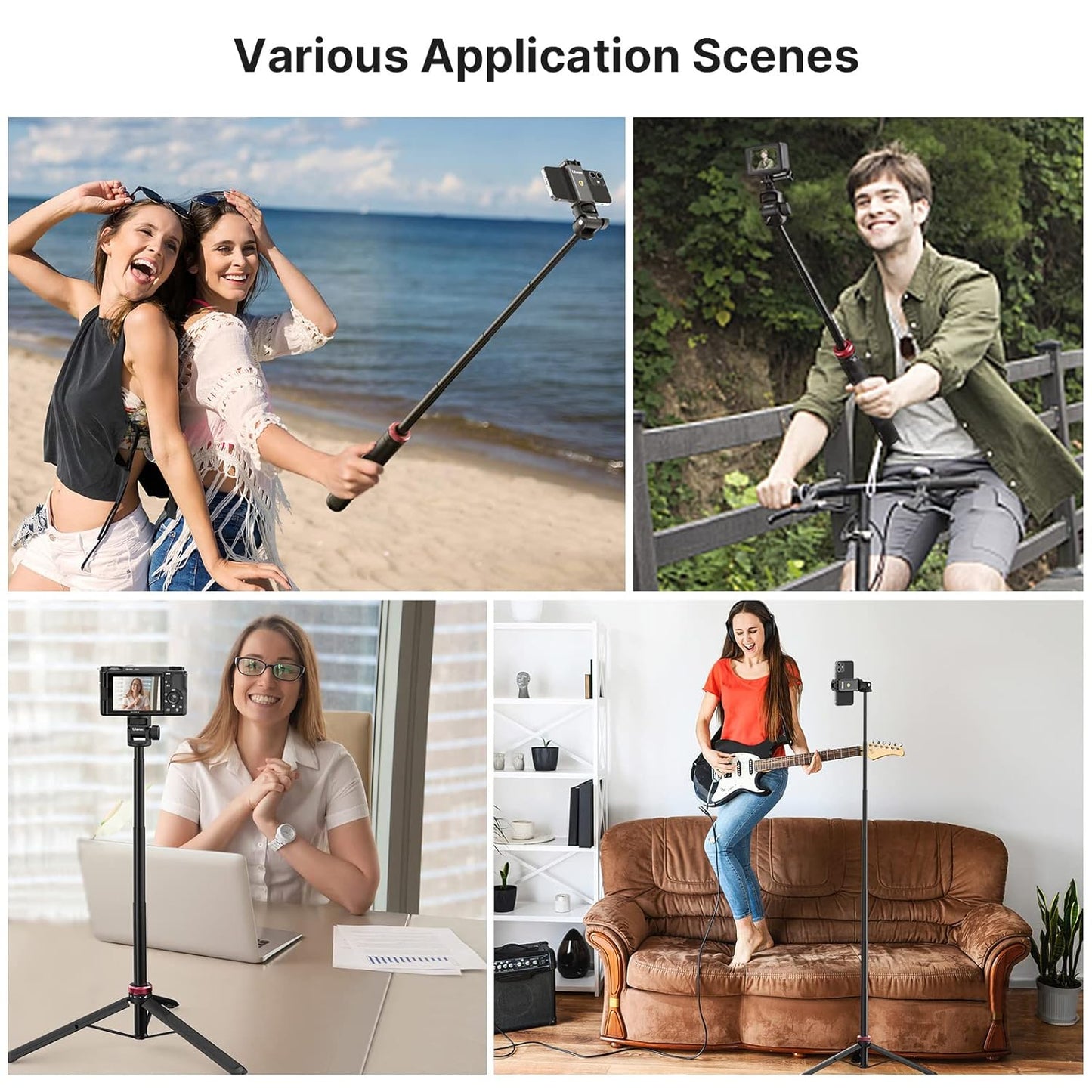ULANZI MT-71 57.48" Extendable Selfie Stick Tripod with Phone Clamp & Cold Shoe, 7-Section Aluminum Pole for Action Camera Compatible with Gopro DJI Osmo 360 Pocket 3 Insta360 X5,iPhone 17 Smartphones