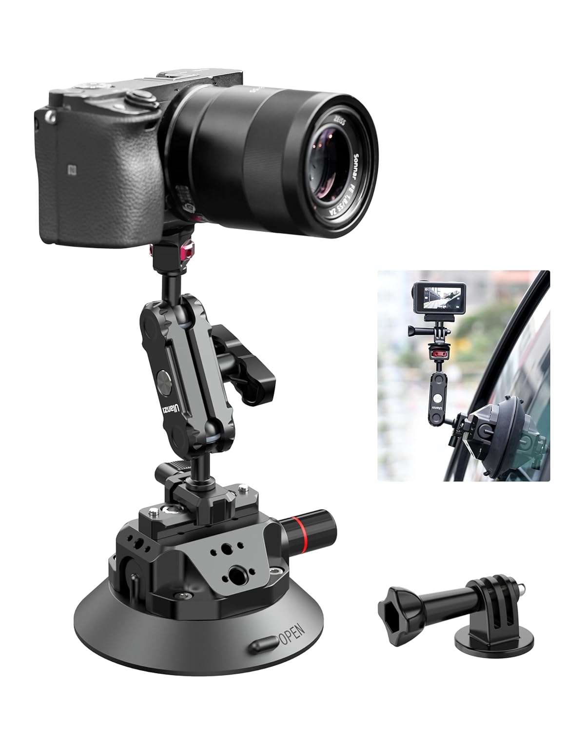 ULANZI SC-02 Suction Mount 4.5'', Magic Arm Bracket for DSLR Cameras Action Camera Video Shooting Filming, Compatible with DJI OSMO Pocket 3/Insta 360 x5/OSMO 360/Sony/Canon/Nikon/Xtra Action Cameras