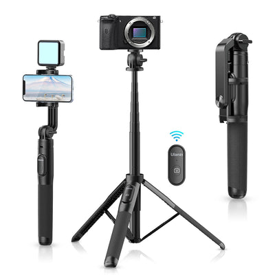 ULANZI SK-03 1.6 Meter Selfie Stick 3 in 1 Stable Selfie Tripod Stand for Smartphone, Extendable Phone Tripod with Detachable Remote, Compatible with Smartphones, Camera, Action Cameras