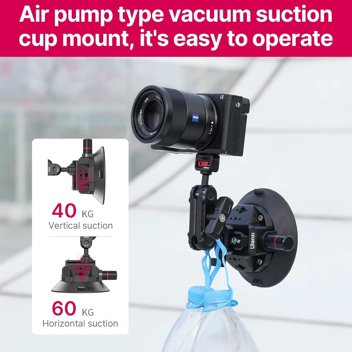 ULANZI SC-02 Suction Mount 4.5'', Magic Arm Bracket for DSLR Cameras Action Camera Video Shooting Filming, Compatible with DJI OSMO Pocket 3/Insta 360 x5/OSMO 360/Sony/Canon/Nikon/Xtra Action Cameras