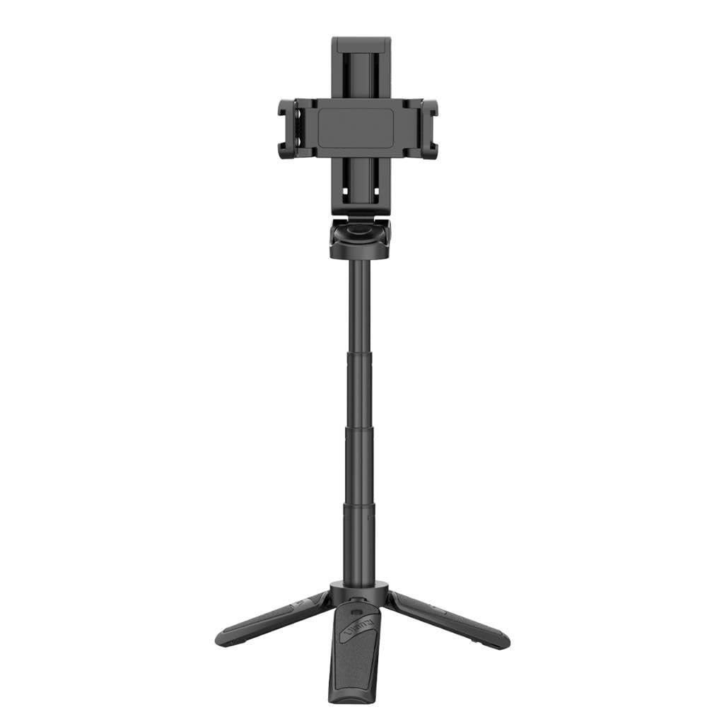 ULANZI Jj02 Selfie Stick Tripod,Extendable Grip Phone Tripod with Detachable Remote Pocket Size,3-in-1 Mini Phone Grip 2 Cold Shoe,10M/393.7'' Wireless Shutter,Vlog Livestreaming Photography,Black