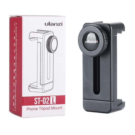 ST-02L Vlog Phone Tripod Mount w Cold Shoe Mount 1/4'' Screw, Aluminum Phone Holder Clamp Adapter Apply for Microphone LED Video Light for iPhone Samsung OnePlus Pro Vlogging Setup