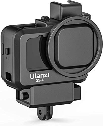 HIFFIN Helmet Chin Strap Mount Housing Cage for Go pro 9,10 Ulazi G9-4 Cold Shoe Mount Compatible with Tripod Selfie Stick