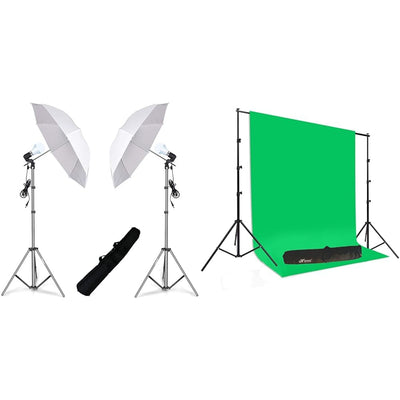 HIFFIN E27 Studio Single Holder Umbrella Lighting Kit for Photography Umbrella White + Light Stand 9
