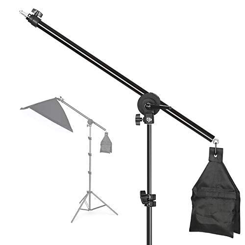 HIFFIN Photo Studio 9 FT Light Stand with 4.5 FT Boom Arm and Empty Sandbag for Supporting Softbox Lighting Photography Tripod with Carry Bag