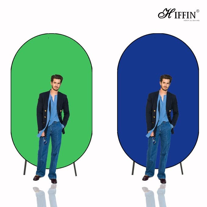 HIFFIN 2-in-1 Green|Blue 150CM X 200CM Photo Video Studio Collapsible Background Panel, Full Cotton Photography Background with Carrying Case (Green/Blue)