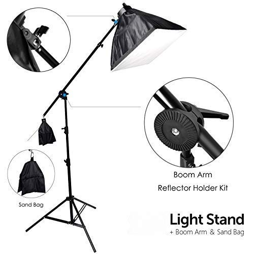 HIFFIN Photo Studio 9 FT Light Stand with 4.5 FT Boom Arm and Empty Sandbag for Supporting Softbox Lighting Photography Tripod with Carry Bag