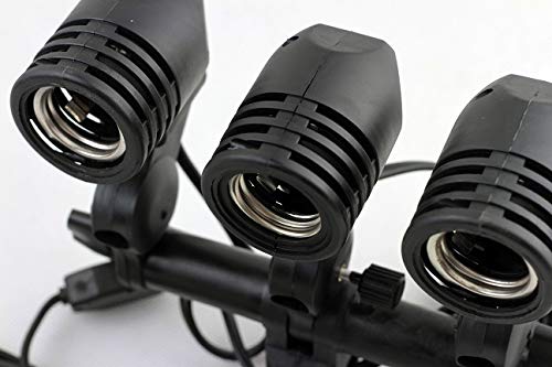 HIFFIN Photography Studio Swivel 3 Lamp Bulb Holder E27 Socket Flash Swivel Adapter for Photo Video Studio Softbox Video Light - Black