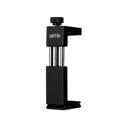 Hiffin HF-05 Aluminium Phone Tripod Mount with Cold Shoe, Adjustable Clamp for Vertical & Horizontal Shooting, Universal 1/4" Screw, Compatible with All Smartphones
