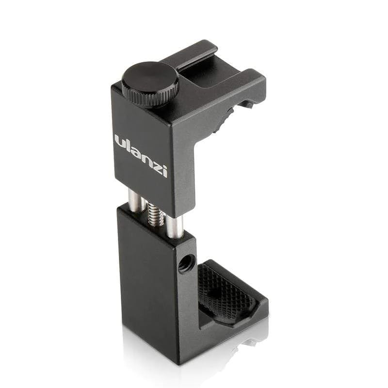 Ulanzi ST-02S Newest Aluminum Phone Tripod Mount w Cold Shoe Mount, Support Vertical and Horizontal, Universal Metal Adjustable Clamp for Apple iPhone X 8 7 6S Plus Sumsang Android Smartphones,Black
