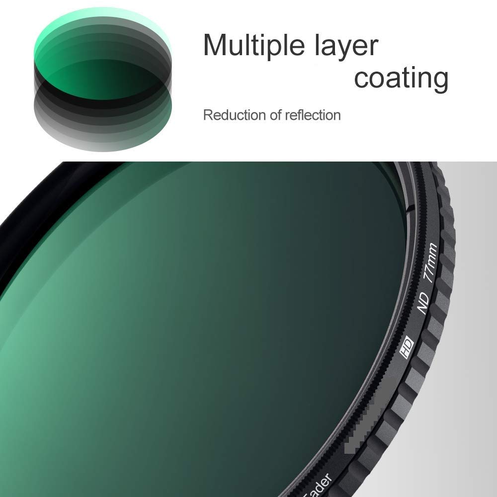 HIFFIN 52MM Slim Variable Fader N-D Neutral Density Adjustable N-D2 to N-D400 Filter with Microfiber 16-50 3N, Nikon V1 V2 10-30 Lens (Black) (52m)