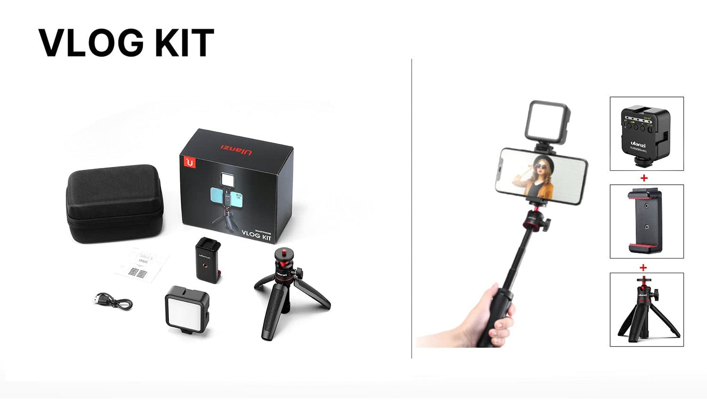 HIFFIN Ulanzi ST-07 Vlogging Kit,VL-49 Led Light | MT-08 Extension Vlog Tripod Stand Handle Grip