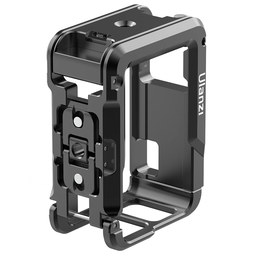 ULANZI Cage Oa-14 Compatible With Dji Osmo Action 3&Action 4 Camera|Quick Release Lock|Cold Shoe Mount|1/4" Threaded Holes|Aluminum Alloy|Weights 87G|Horizontal And Vertical Easy Switch,Black