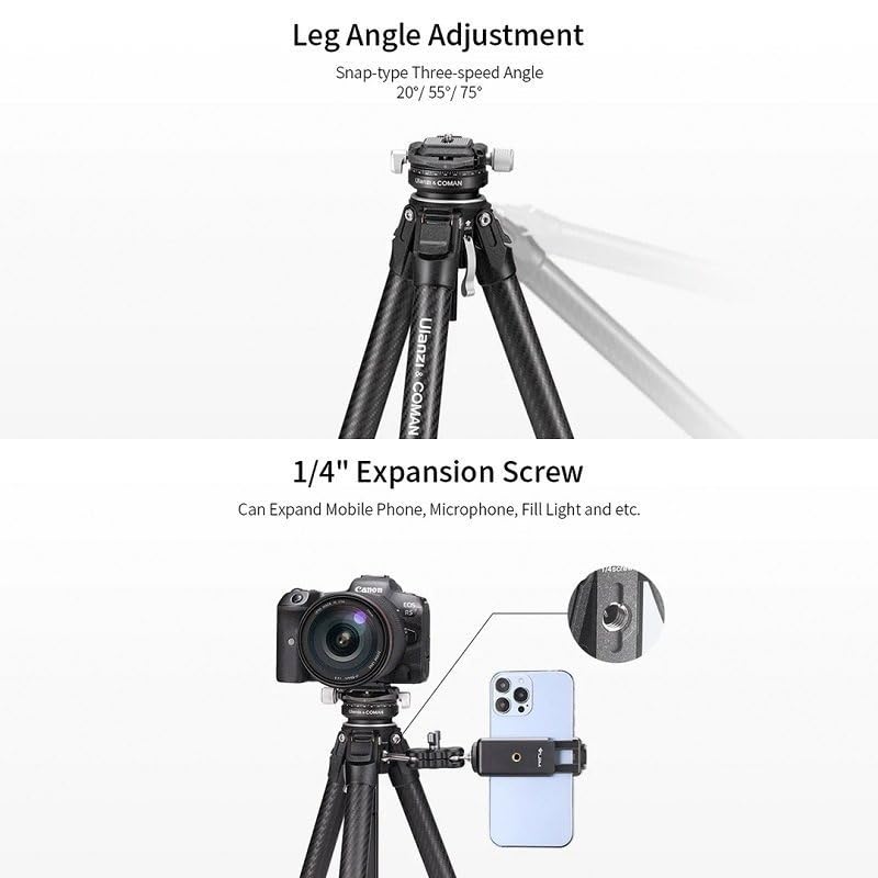 ULANZI Zero X Lightweight Travel Tripod Full Carbon Professional Outdoor Monopod with Panoramic Ball Head Camera