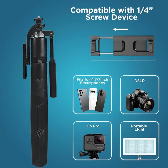 HIFFIN HST-63 Selfie Stick with Tripod Stand – 63 Inches Ultra-Long, Tri-Leg Reinforced Stability, 360° Rotatable Handle, Detachable Bluetooth Remote – Ultimate Gear for Vlogging, Cameras.