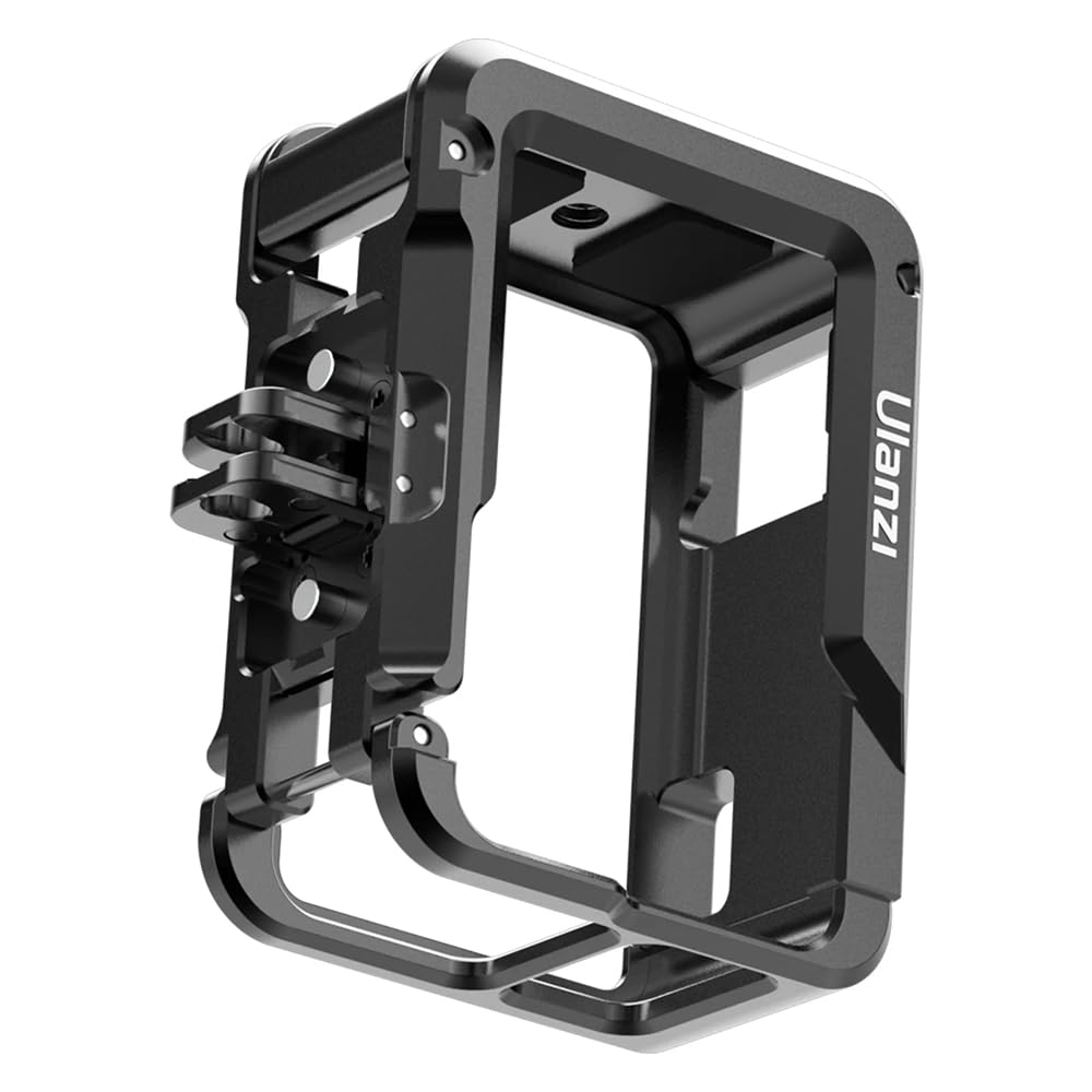 ULANZI Cage Oa-14 Compatible With Dji Osmo Action 3&Action 4 Camera|Quick Release Lock|Cold Shoe Mount|1/4" Threaded Holes|Aluminum Alloy|Weights 87G|Horizontal And Vertical Easy Switch,Black