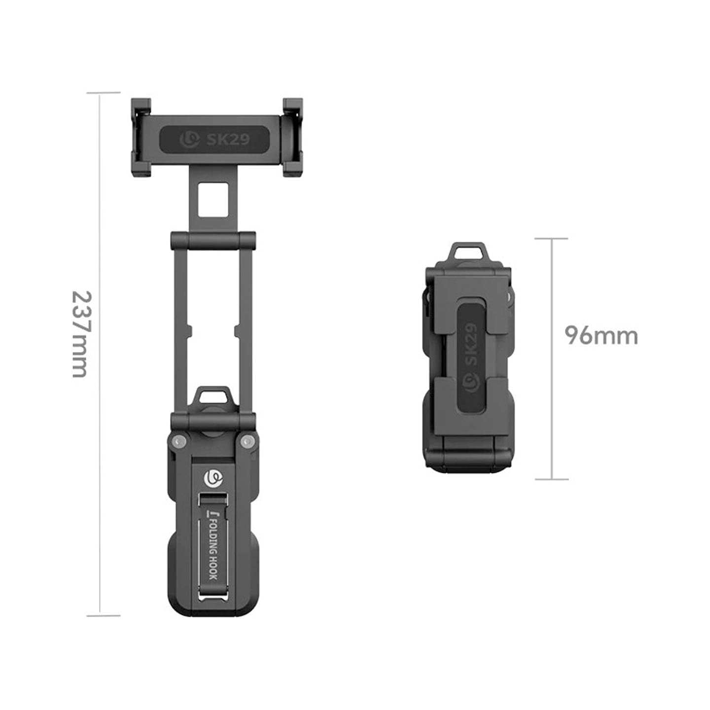 ULANZI SK29 5-in-1 Phone Holder & Mini Tripod with Clamp, Premium Aluminum Mobile Stand with Adjustable Angle, 1/4” Screw Mount for Tripod, Vlogging, YouTube & Video Calls (Black)