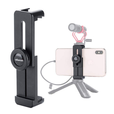 ST-02L Vlog Phone Tripod Mount w Cold Shoe Mount 1/4'' Screw, Aluminum Phone Holder Clamp Adapter Apply for Microphone LED Video Light for iPhone Samsung OnePlus Pro Vlogging Setup