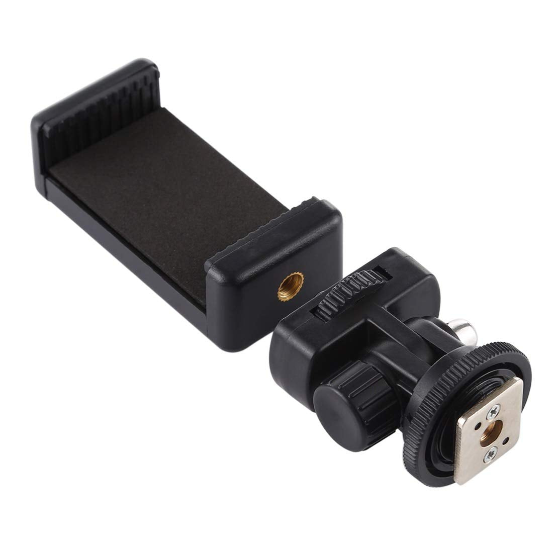 Hiffin Adjustable Angle Pole Swivel Hot Shoe Mount 1/4" Screw Hot Shoe Mount Adapter with Universal Mobile Phone Clip Holder for Mounting Video Camcorder Monitors