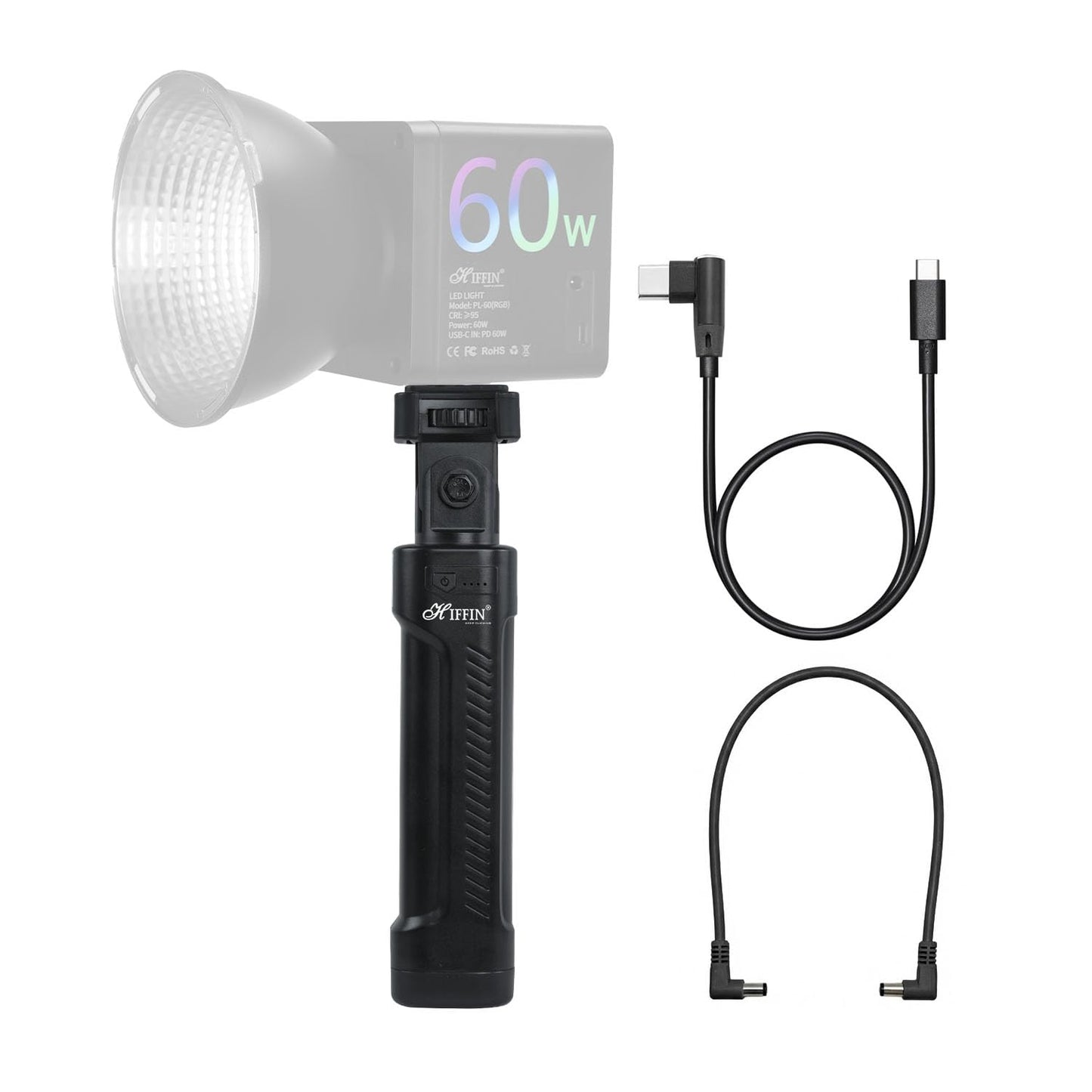 HIFFIN HBP-20000 Battery Handle Grip 20800mAh 100W USB-C PD Output with Power Indicator & 1/4" Screw Mount for DSLR Camera, Video Lights, Tripods, and Filmmaking Accessories