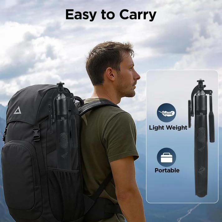 HIFFIN HST-63 Selfie Stick with Tripod Stand – 63 Inches Ultra-Long, Tri-Leg Reinforced Stability, 360° Rotatable Handle, Detachable Bluetooth Remote – Ultimate Gear for Vlogging, Cameras.