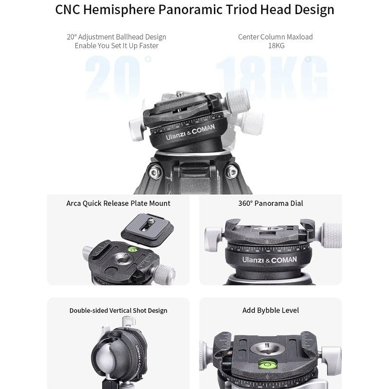 ULANZI Zero X Lightweight Travel Tripod Full Carbon Professional Outdoor Monopod with Panoramic Ball Head Camera