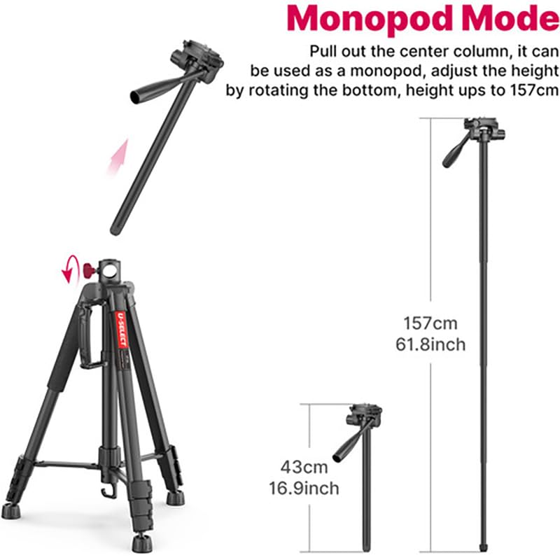 Ulanzi Smart VT-01 Camera Tripod Multifunctional Portable Phone Tripod Stand Compatible with iPhone Sony Canon Nikon DSLR Sport Camera