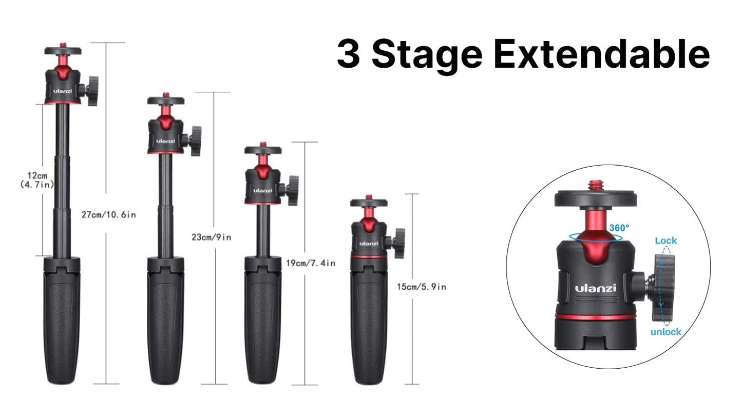 HIFFIN Ulanzi ST-07 Vlogging Kit,VL-49 Led Light | MT-08 Extension Vlog Tripod Stand Handle Grip