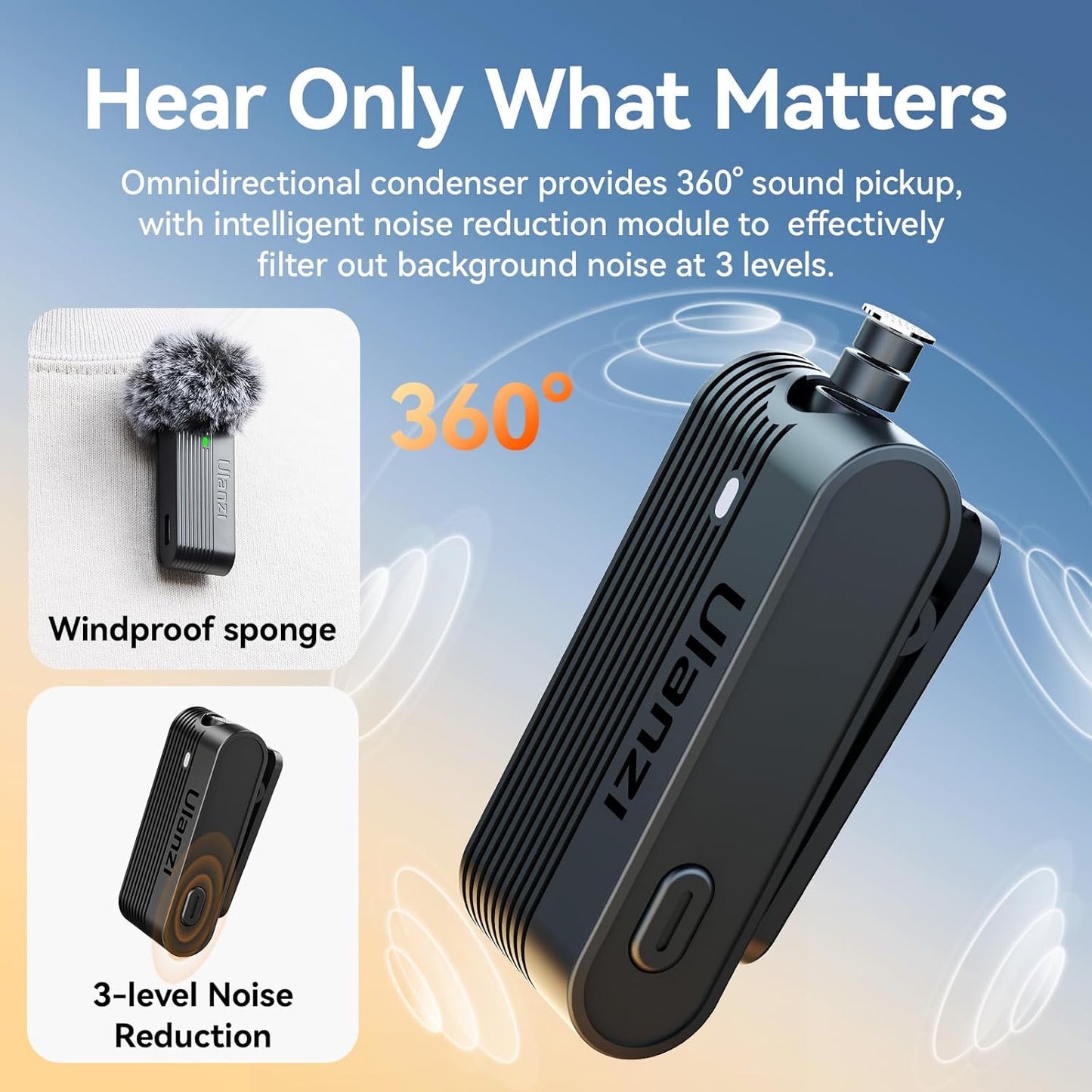 ULANZI A100 Lavalier Microphone for iPhone Android Camera, USB C Microphone, 13.5H Battery Life, Microphone Mobile Phone for Video Recording, Live Streaming, YouTube, TikTok, Vlog, Interview