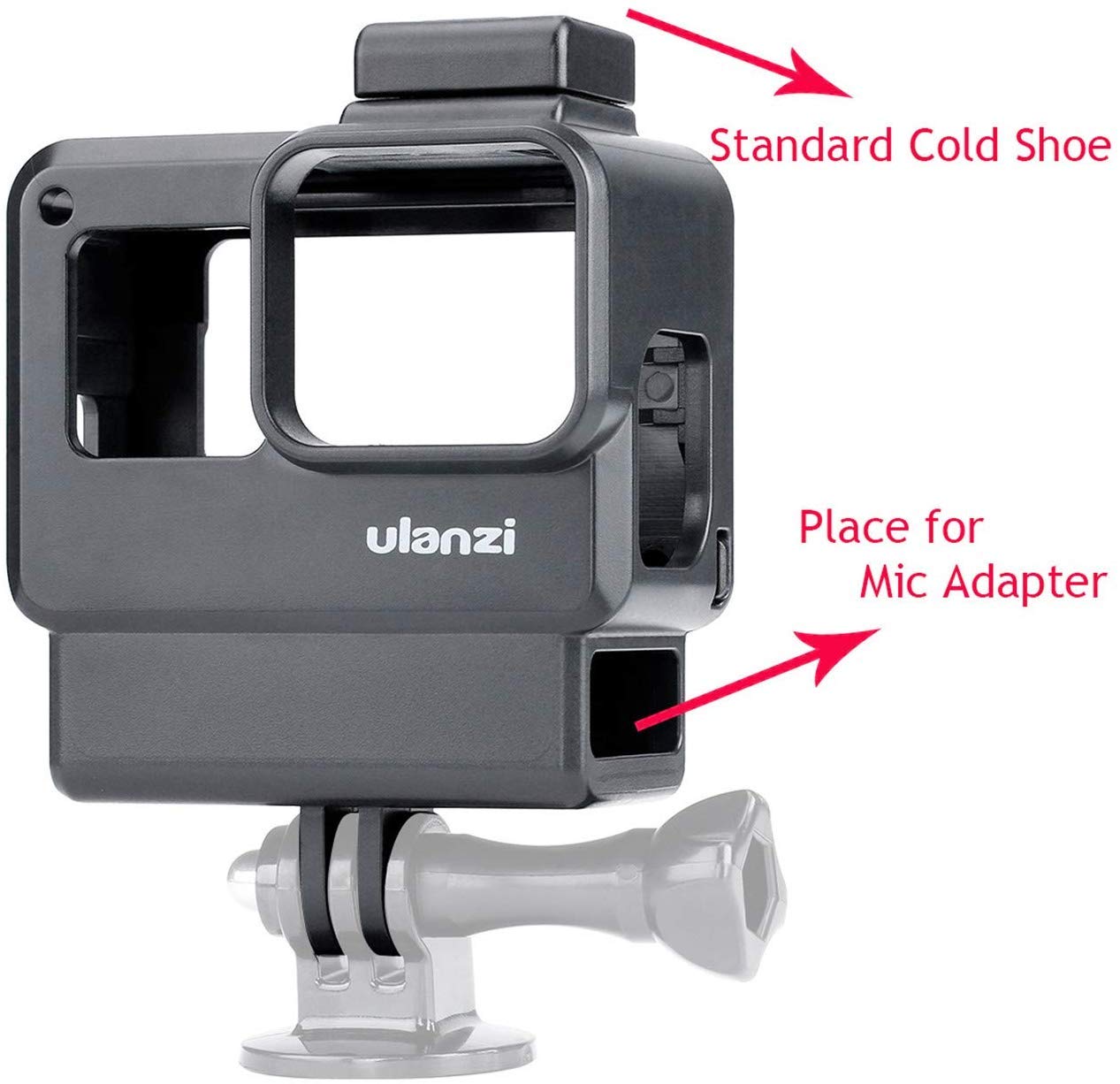 ULANZI V2 Vlogging Protective Housing Case Shell - Frame Cage with Cold Shoe Mount for Microphone LED Video Light, Compatible with GoPro Hero 5 6 7,Action Camera Accessories