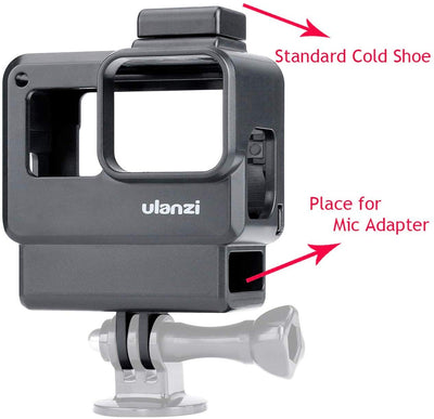 ULANZI V2 Vlogging Protective Housing Case Shell - Frame Cage with Cold Shoe Mount for Microphone LED Video Light, Compatible with GoPro Hero 5 6 7,Action Camera Accessories