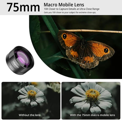 ULANZI CL-003 75mm Macro Phone Camera Lens | 10X HD Macro Lens for Smartphones | 17mm Thread Mobile Lens with Universal Clip | Compatible with iPhone, Samsung, Android for Close-Up Photography.