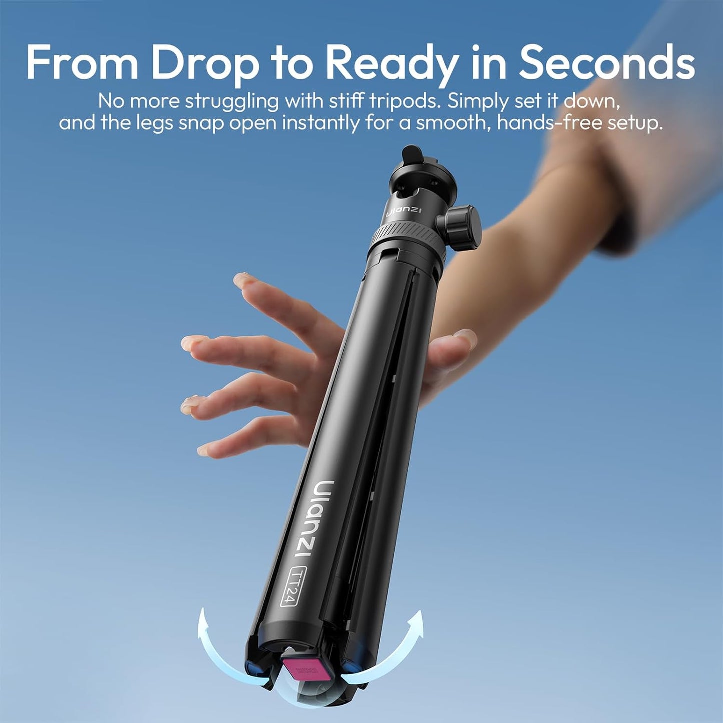 Upgrade ULANZI TT24 Selfie Stick Tripod with One-Touch Opening, 59" CKa Quick-Release Extension Pole Adjustable Handle Grip