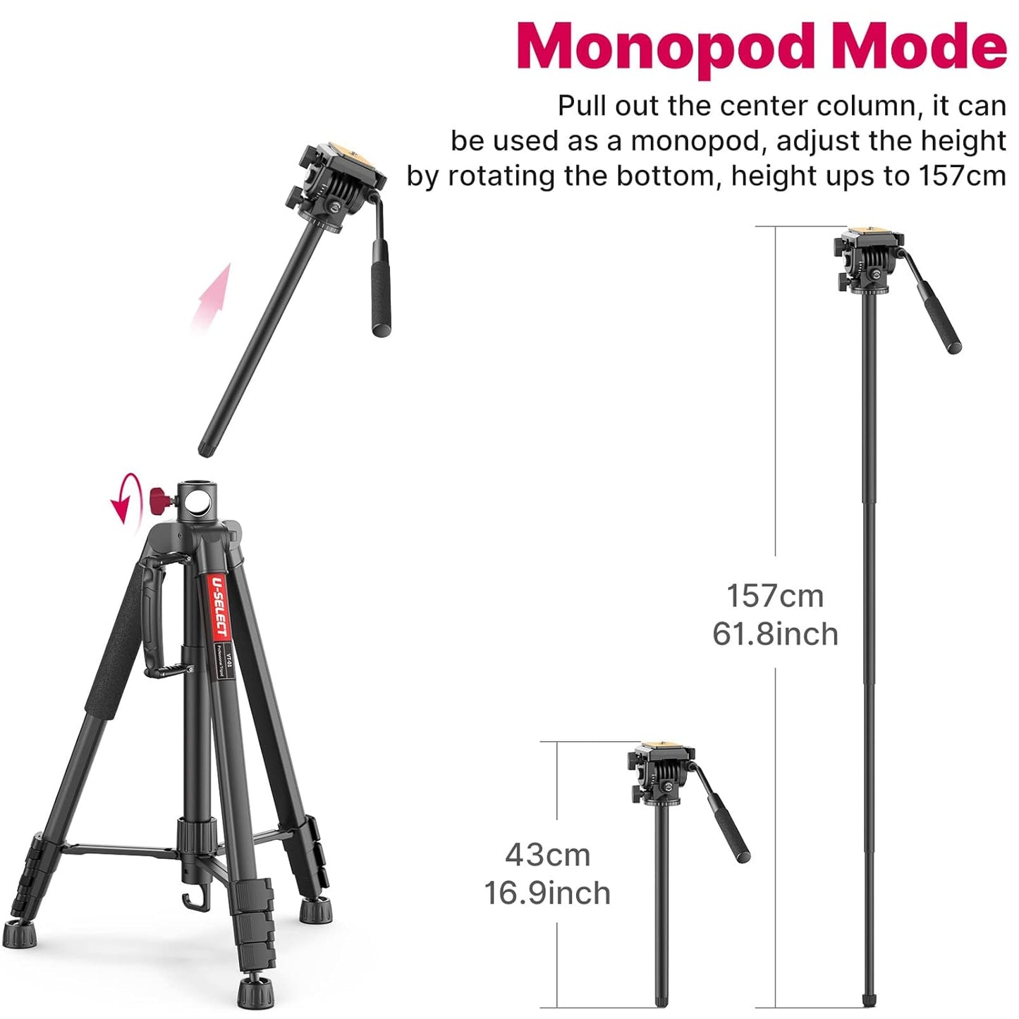 ULANZI VT-02 Metal Camera Tripod | Heavy Duty, Portable & Adjustable Stand for DSLR, Smartphone & Vlogging | Strong, Compact & Travel-Friendly