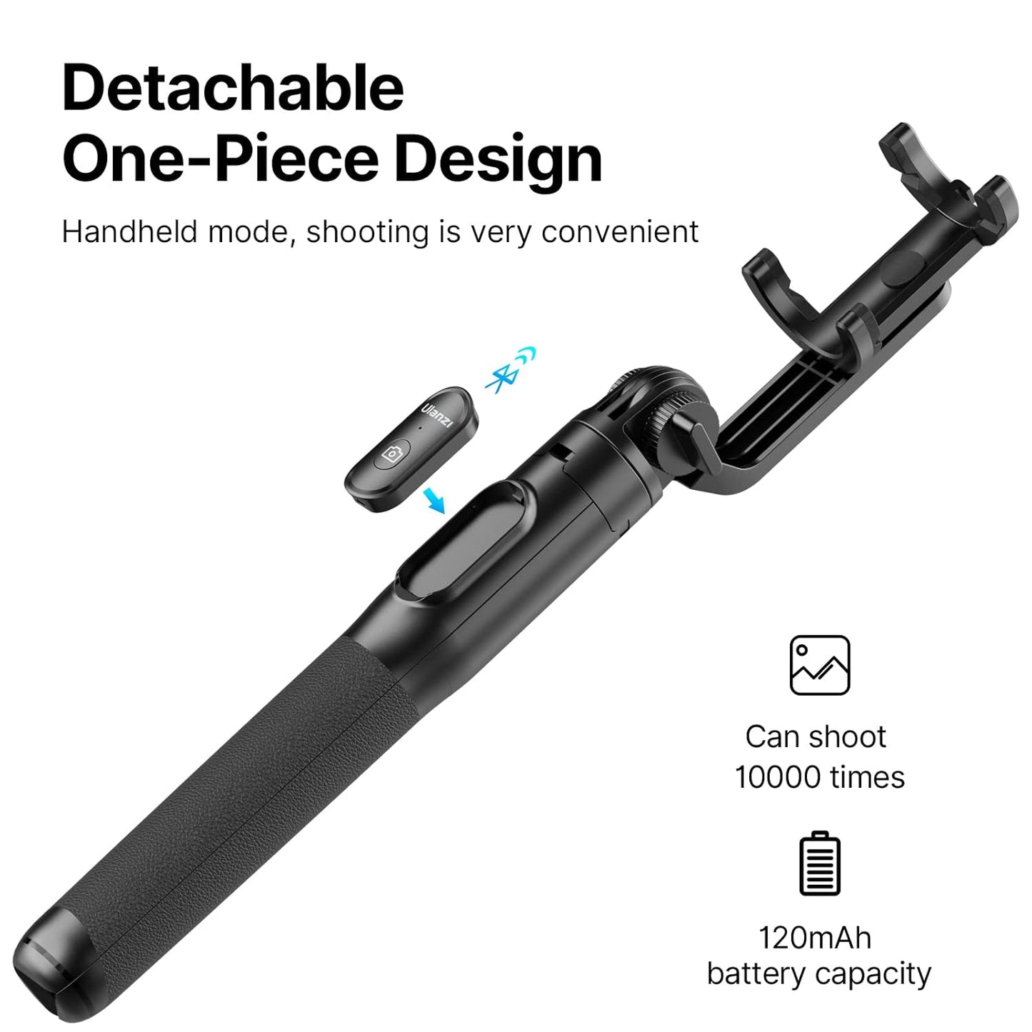 ULANZI 1.6 Meter Selfie Stick SK-03 3 in 1 Stable Phone Stand for Smartphone/Camera/Gopro, Extendable Phone Tripod with Detachable Remote, Compatible with iPhone/Galaxy/Huawei, Etc.